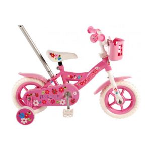 Vélo pour enfants Flowerie de Volare - Filles - 10 pouces - Rose / Blanc