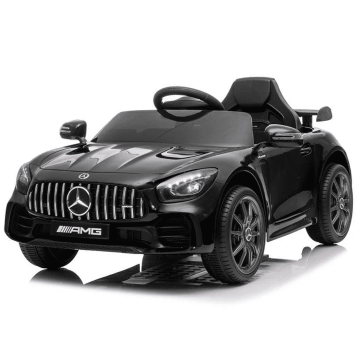 Mercedes pour enfant AMG GTR noir vue de côté pneus jantes phares siège rétroviseurs latéraux 