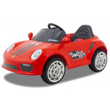 Speedy pour enfant Porsche style rouge roues volant accélérateur vue de côté